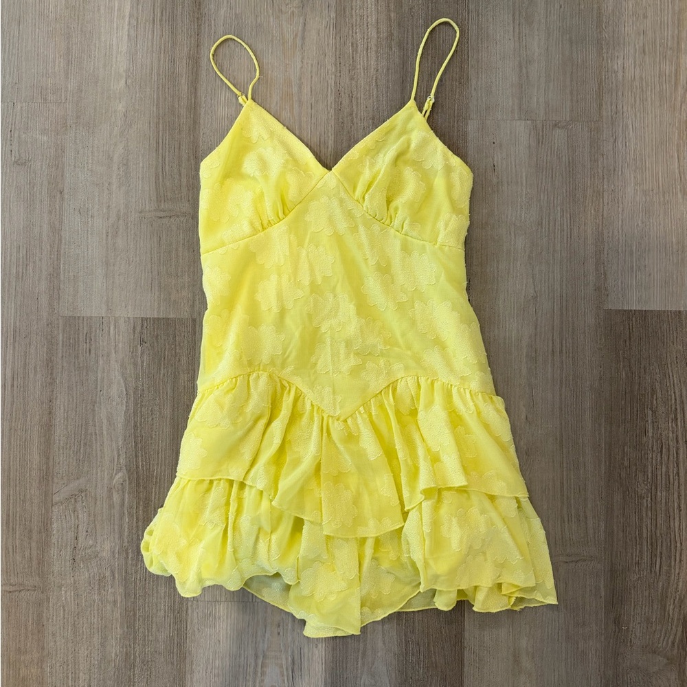 wild fable Yellow Ruffle V-Neck Slip Dress